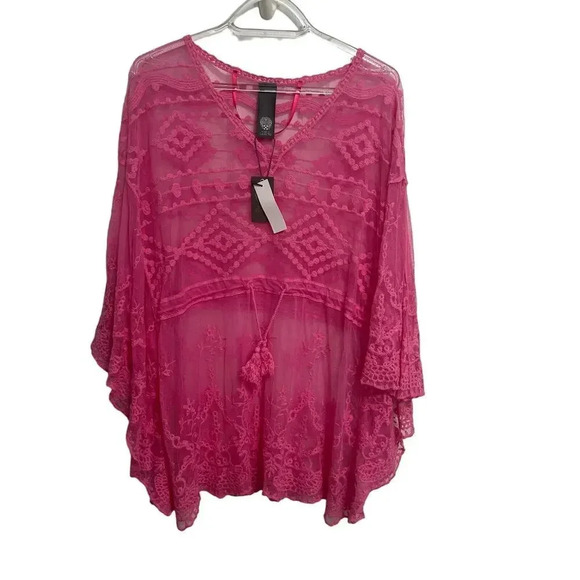 Vince Camuto NWT Azalea Pink Lightweight Sheer Blouse Cover up Size 0/S - Picture 1 of 16